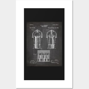 Wine Cooler Patent - Wine Lover Kitchen Café Décor Art - Black Chalkboard Posters and Art